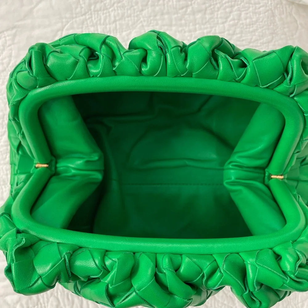 Brand NWT Bottega Veneta Teen Intrecciato Leather Pouch/Clutch in Parakeet Color - Picture 9 of 14